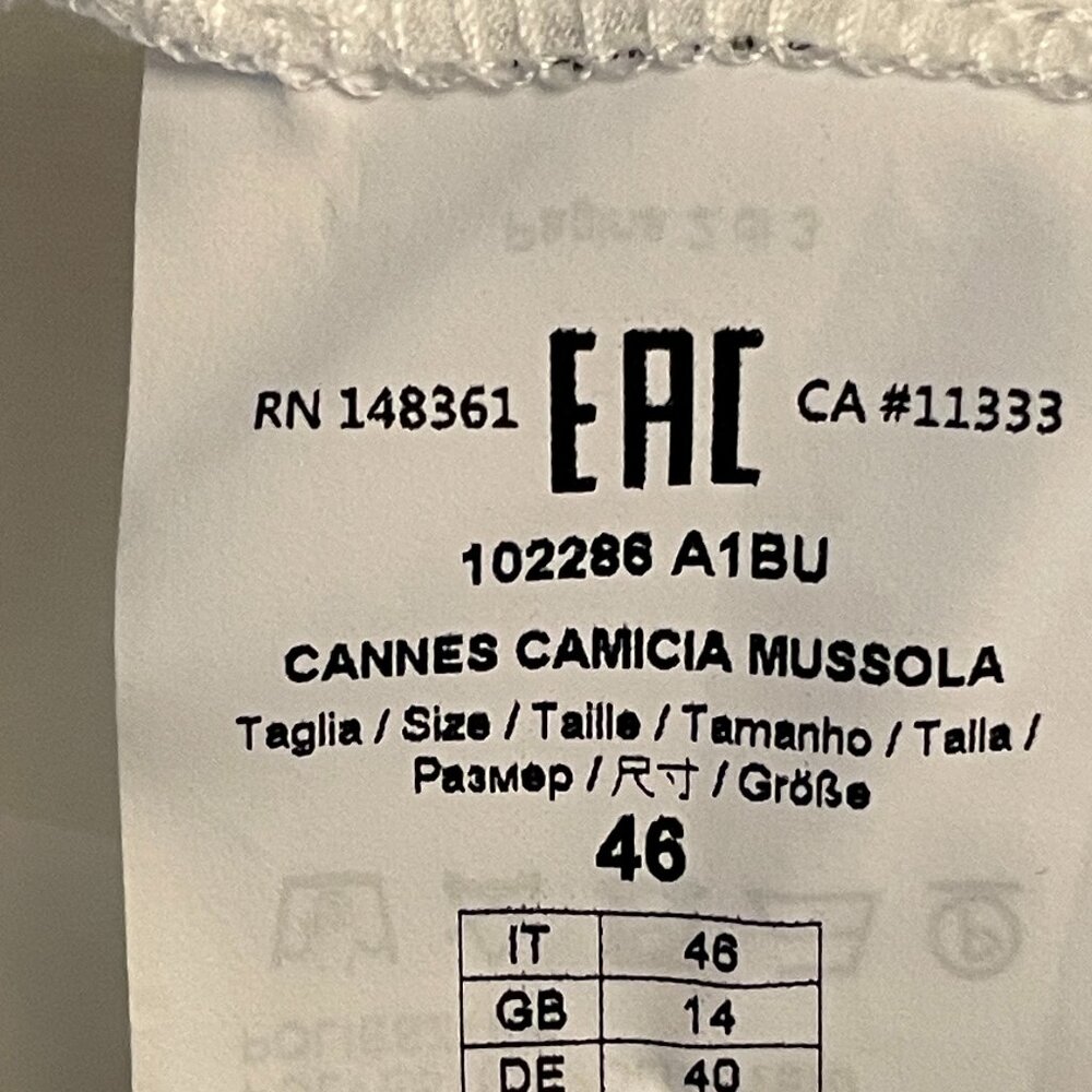 New. Gorgeous 100% Cotton EAC-Camicia Cannes Mussola: Size 46 - Picture 10 of 14
